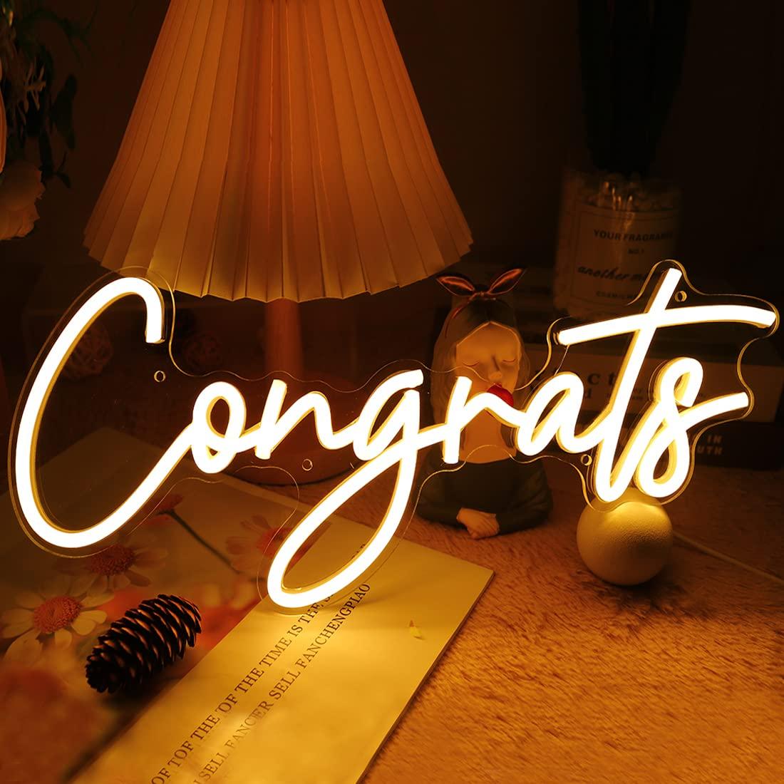 Lighting Decor Wedding - 축하합니다 네온 사인 USB 디밍 가능