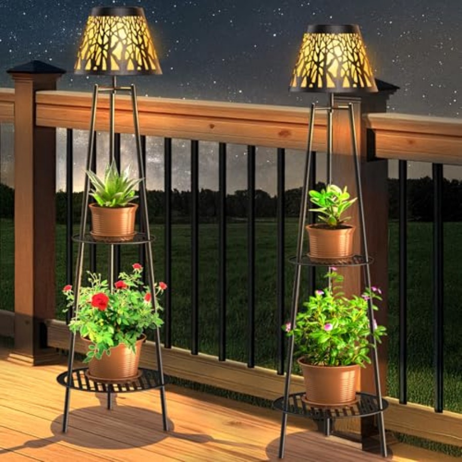 Lighting Decoration Stand - 2팩 야외용 태양광 바닥 램프(식물 스탠드