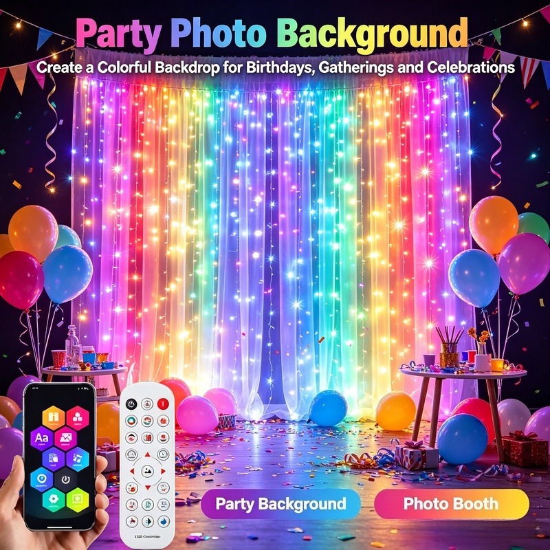 Lighting Decoration In Bedroom - USB 전원 앱 제어 LED 커튼