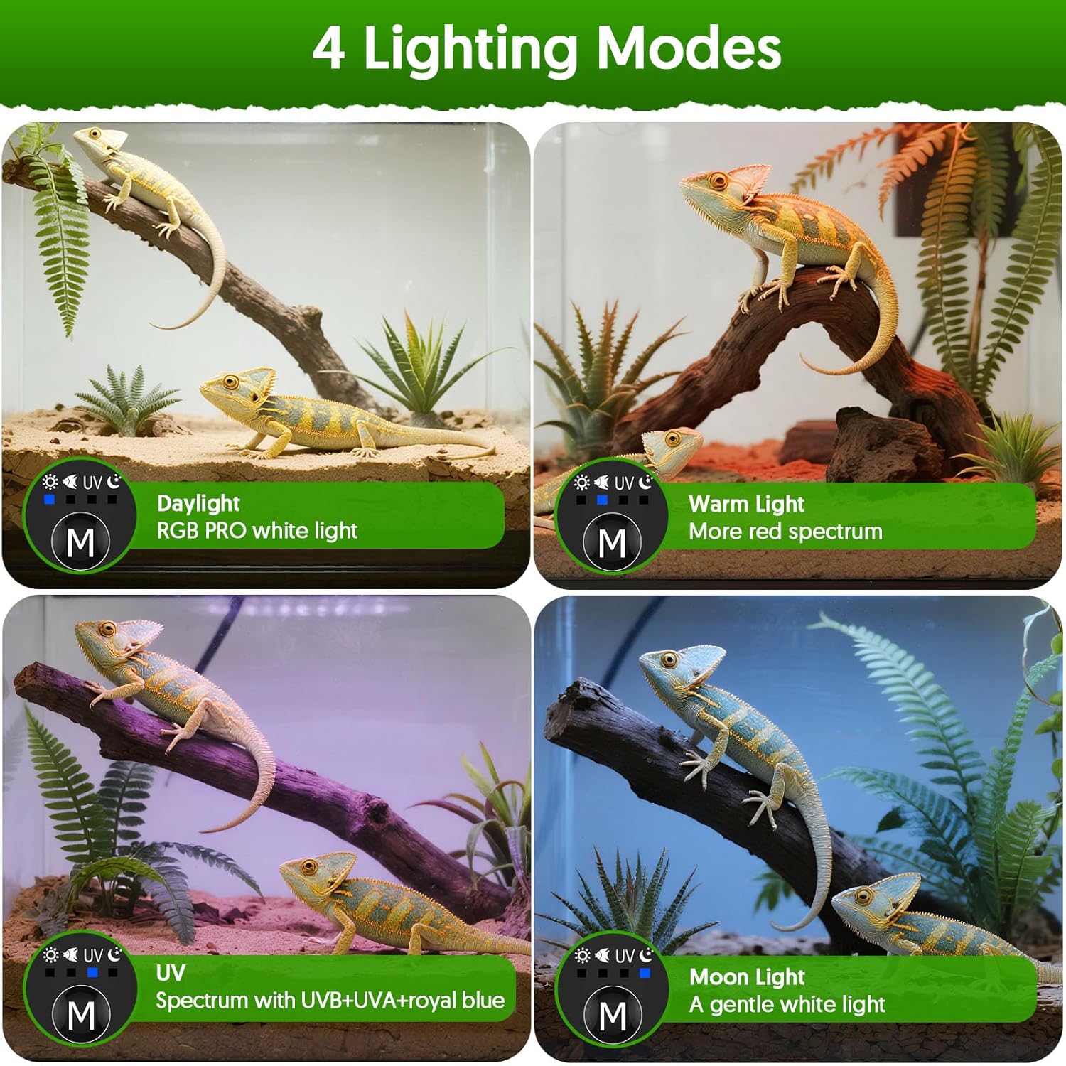24W LED UVA UVB 파충류 램프, 디밍 및 4 - Gecko Lighting & Decor 리뷰 및 가격