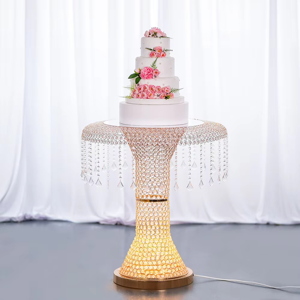 럭셔리 크리스탈 웨딩 케이크 스탠드 (LED 조명 &  - Lighting Decoration Stand 리뷰 및 가격