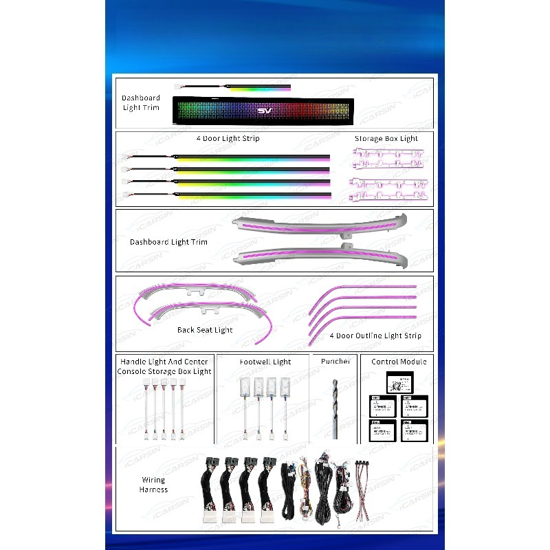 RGB 심포니 분위기 조명 키트 2020-2023 자동 - Lighting Interior Decor 리뷰 및 가격