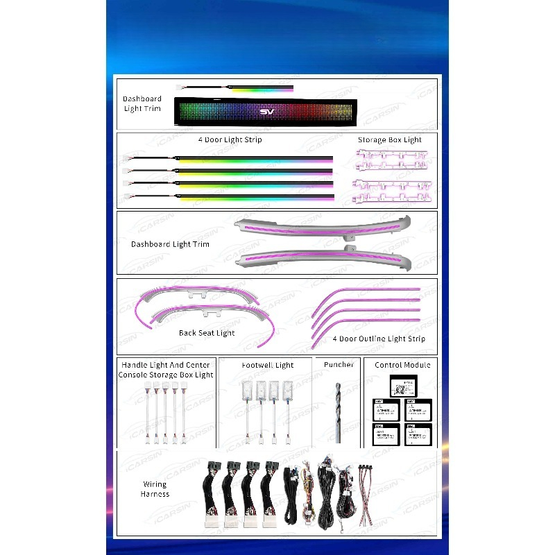 RGB 심포니 분위기 조명 키트 2020-2023 자동 - Lighting Interior Decor 리뷰 및 가격