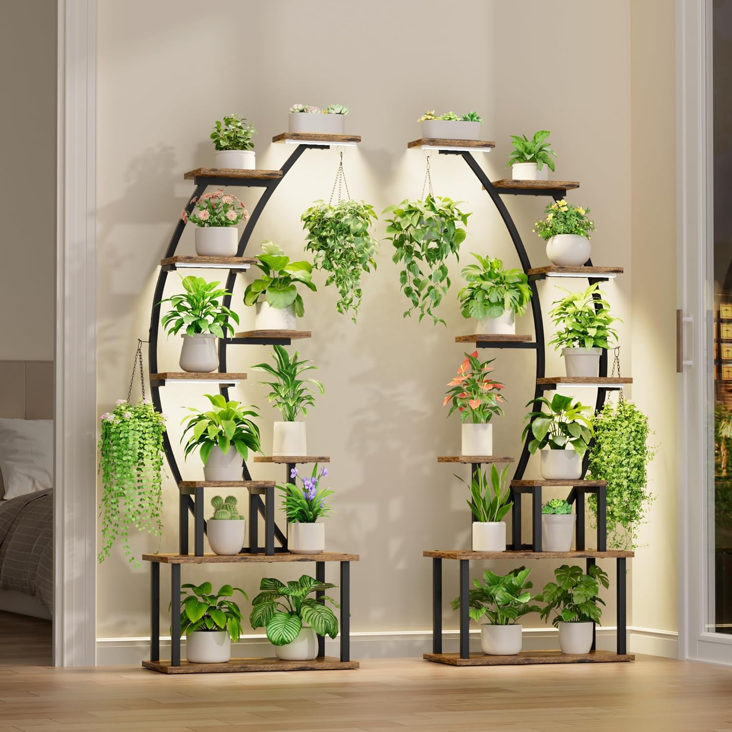 실내 식물 스탠드(조명 포함), 9단 코너 식물 홀더, - Lighting Decoration Stand 리뷰 및 가격