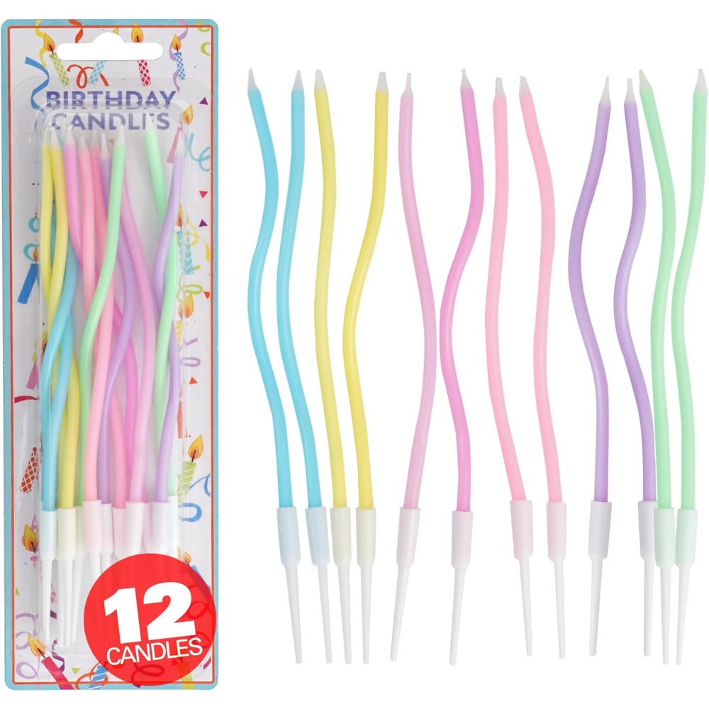 레인보우 스파이럴 생일 케이크 캔들 12개 세트(홀더  - Candle Holder Set 리뷰 및 가격