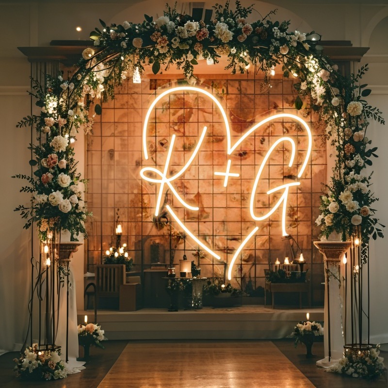 맞춤 이니셜 하트 LED 네온사인, 웨딩 파티 배경 홈 - Lighting Decor Wedding 리뷰 및 가격