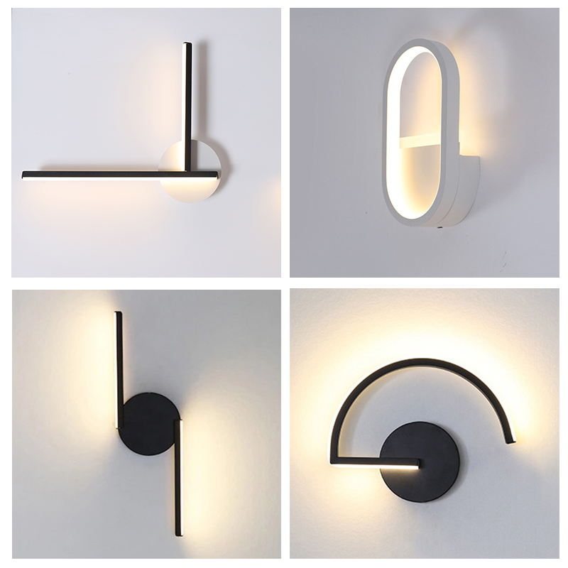 현대적인 북유럽 LED 벽등, 미니멀리스트 블랙 기하학 - Lighting Decor For Bedroom 리뷰 및 가격