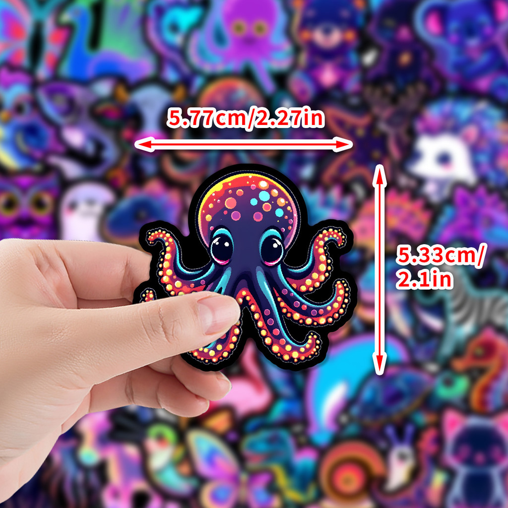 50개 네온 라이트 동물 그래피티 스티커 - 휴대폰,  - Lighting Decor Store 리뷰 및 가격