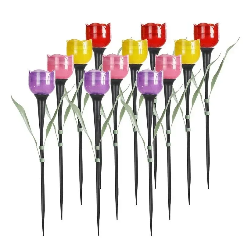 정원 튤립 꽃 모양 LED 태양열 발전 방수 튜브 잔디 - Lighting Decoration Stand 리뷰 및 가격
