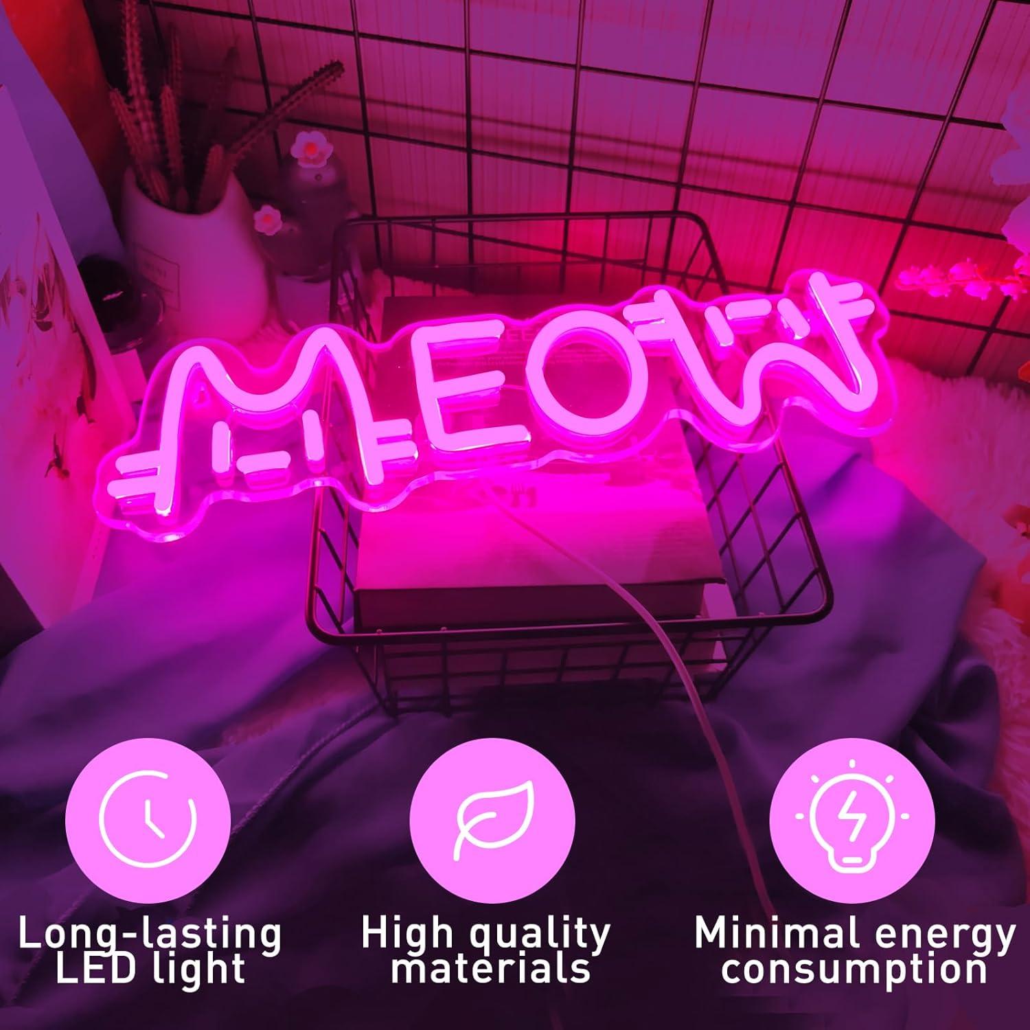 야옹 네온사인 고양이 USB 전원 LED 디밍 가능 네 - Lighting Decor Store 리뷰 및 가격