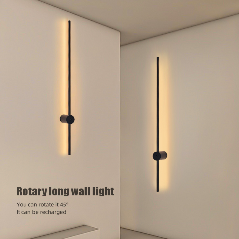 현대적인 충전식 LED 벽등 블랙 알루미늄 바디 선형  - Lighting Decor For Bedroom 리뷰 및 가격