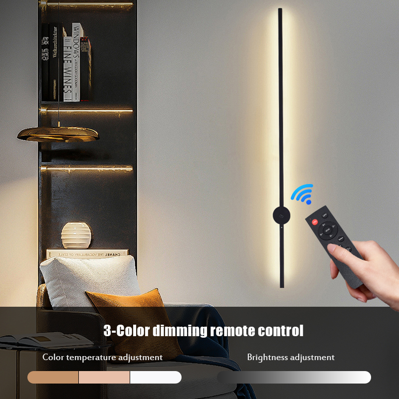 현대적인 충전식 LED 벽등 블랙 알루미늄 바디 선형  - Lighting Decor For Bedroom 리뷰 및 가격