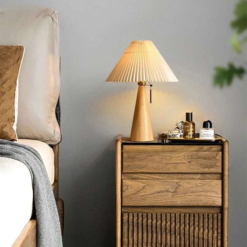 레트로 주름 테이블 램프 북유럽 스타일 원목 조명 침실 - Lighting Decor For Bedroom 리뷰 및 가격